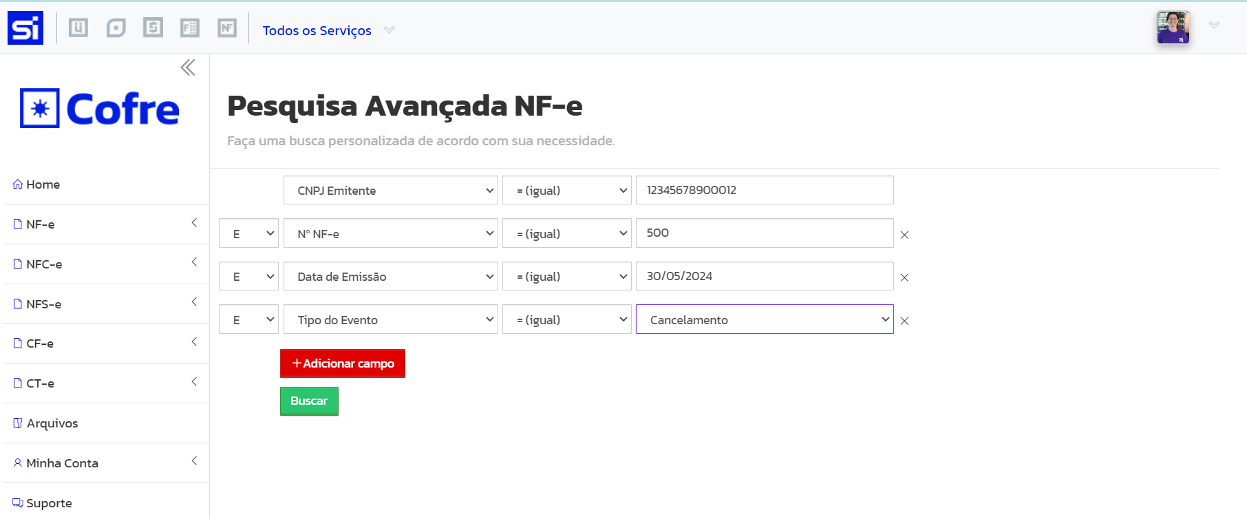 xml de nf-e / Cofre SIEG